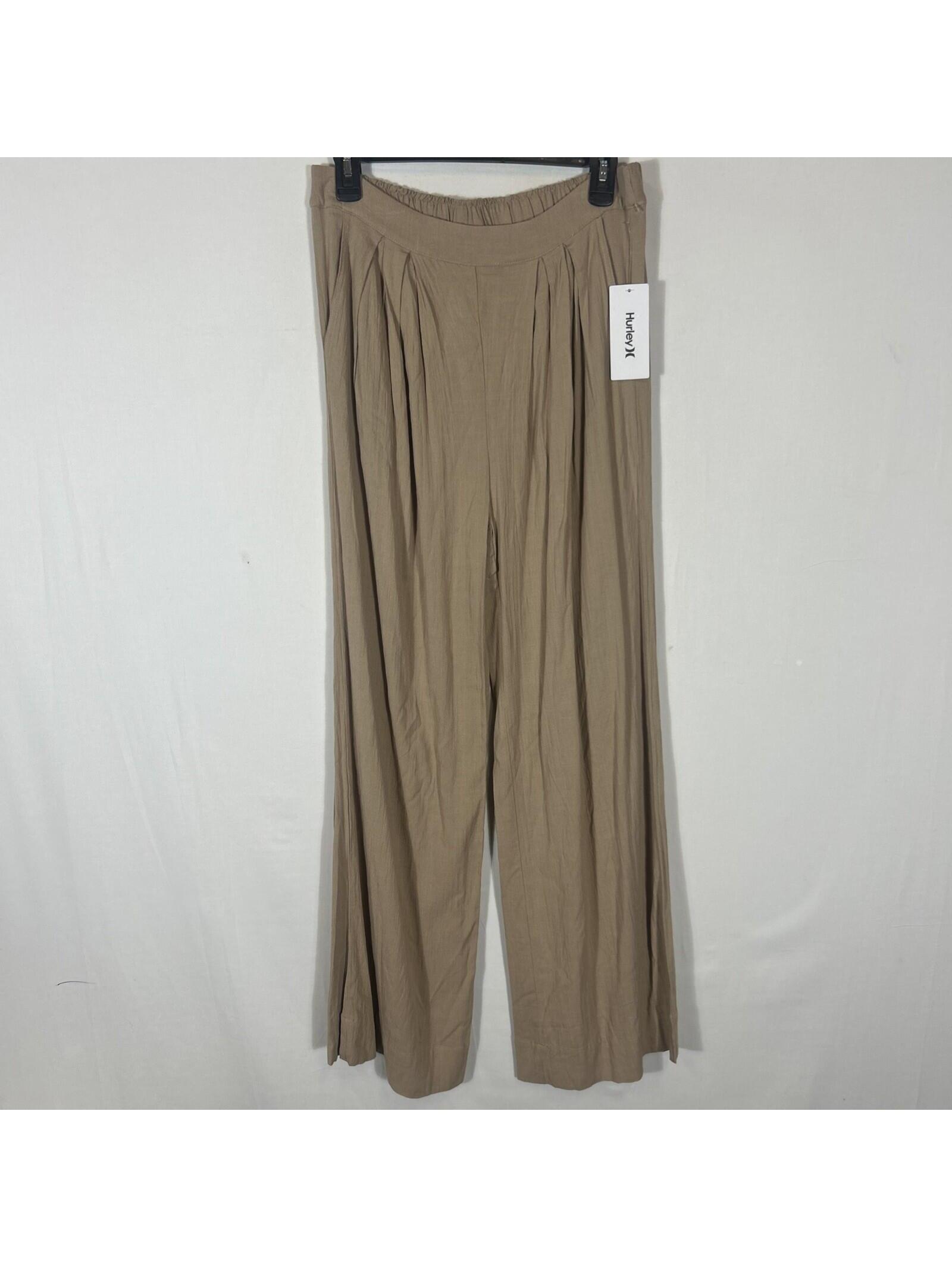 $406 Hurley Brand Pants Feature A Tan Color And A Wide-Leg Design